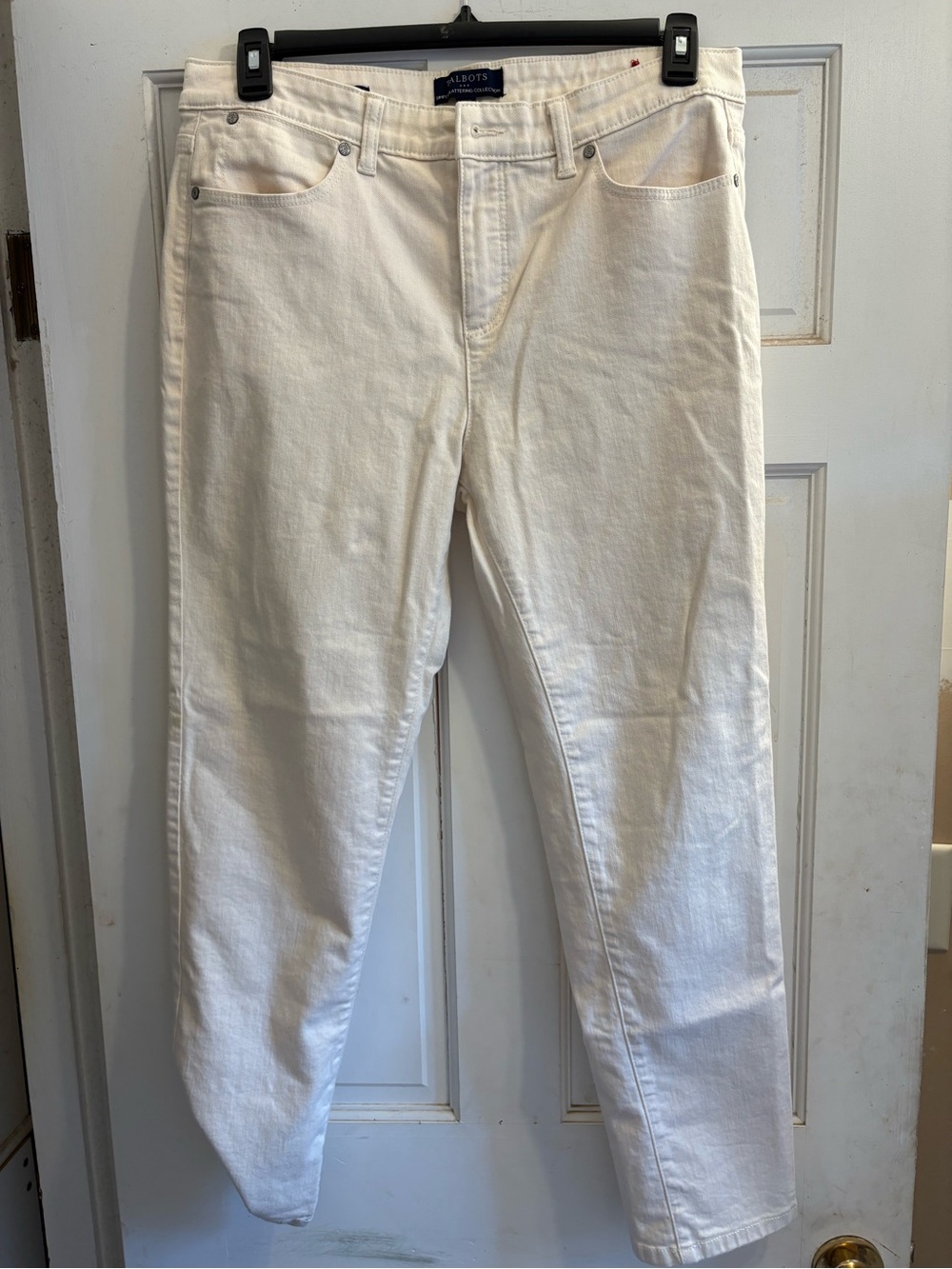 Talbots Women’s Cream-White Slim Straight Jeans